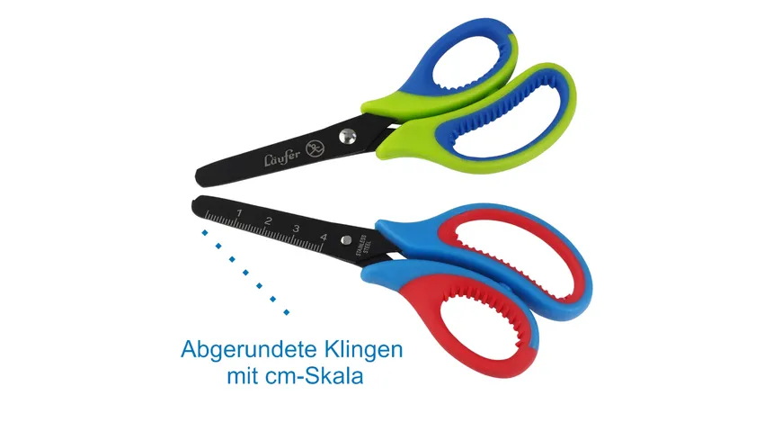 Läufer Bastelschere 13cm rund mit weichem Komfortgriff  blau/grün grün/blau