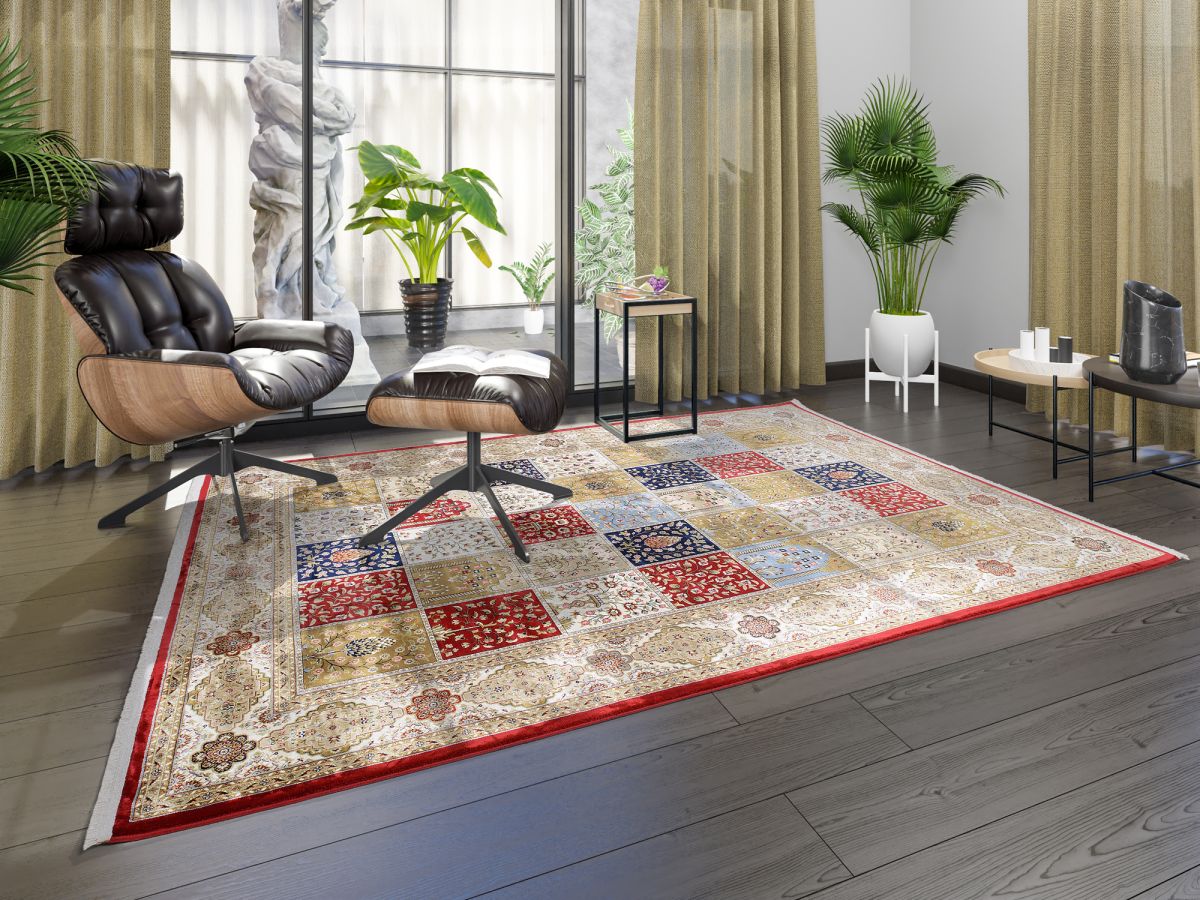 Webteppich Passion Ghom Rot-Creme 160 x 230 cm