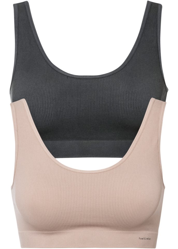 Geripptes Feel Comfort Seamless Bustier (2er Pack)