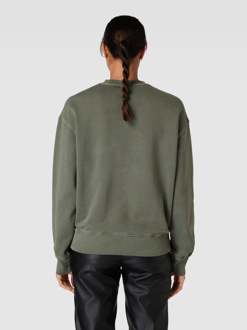 Sweatshirt mit Label-Patch Modell 'NELSON' in olivgrün