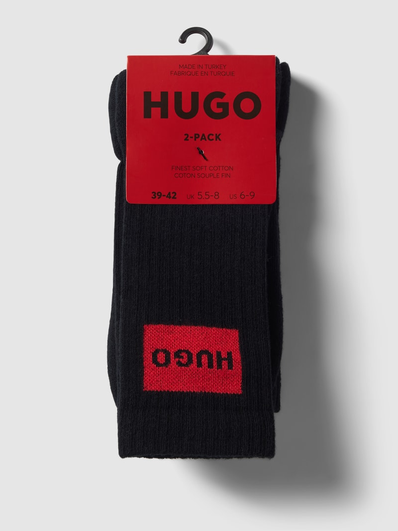 Socken mit Label-Stitching im 2er-Pack in schwarz