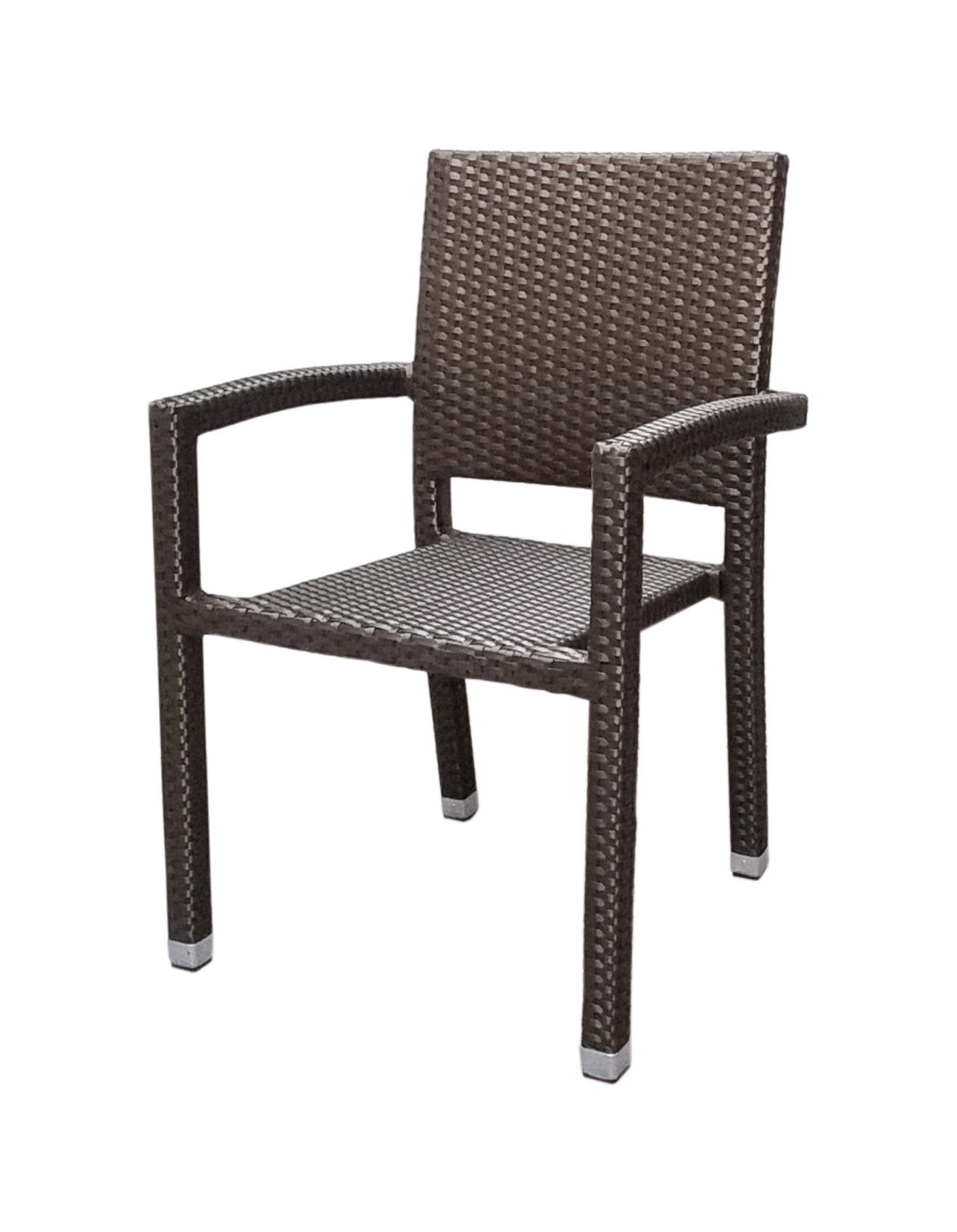 Konway Stapelstuhl PORTO (4 St), 4x KONWAY® PORTO Stapelsessel Mokka Premium Polyrattan Sessel