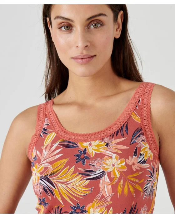 Débardeur Essential en coton extensible, orné de dentelle