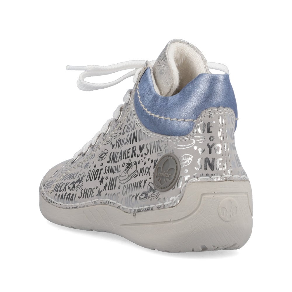 Rieker Damen Schnürschuhe silbergrau-himmelblau