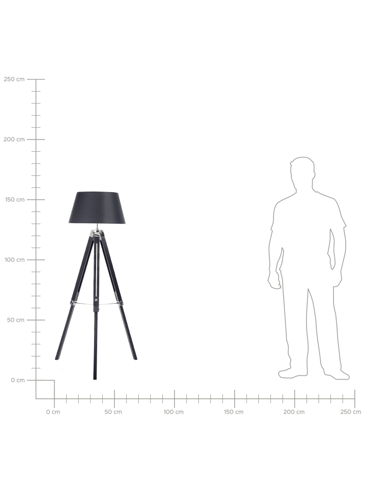 Beliani Stehleuchten MADEIRA in Schwarz/Silber - (W) 68 x (H) 143 x (L) 68 cm günstig kaufen onesize