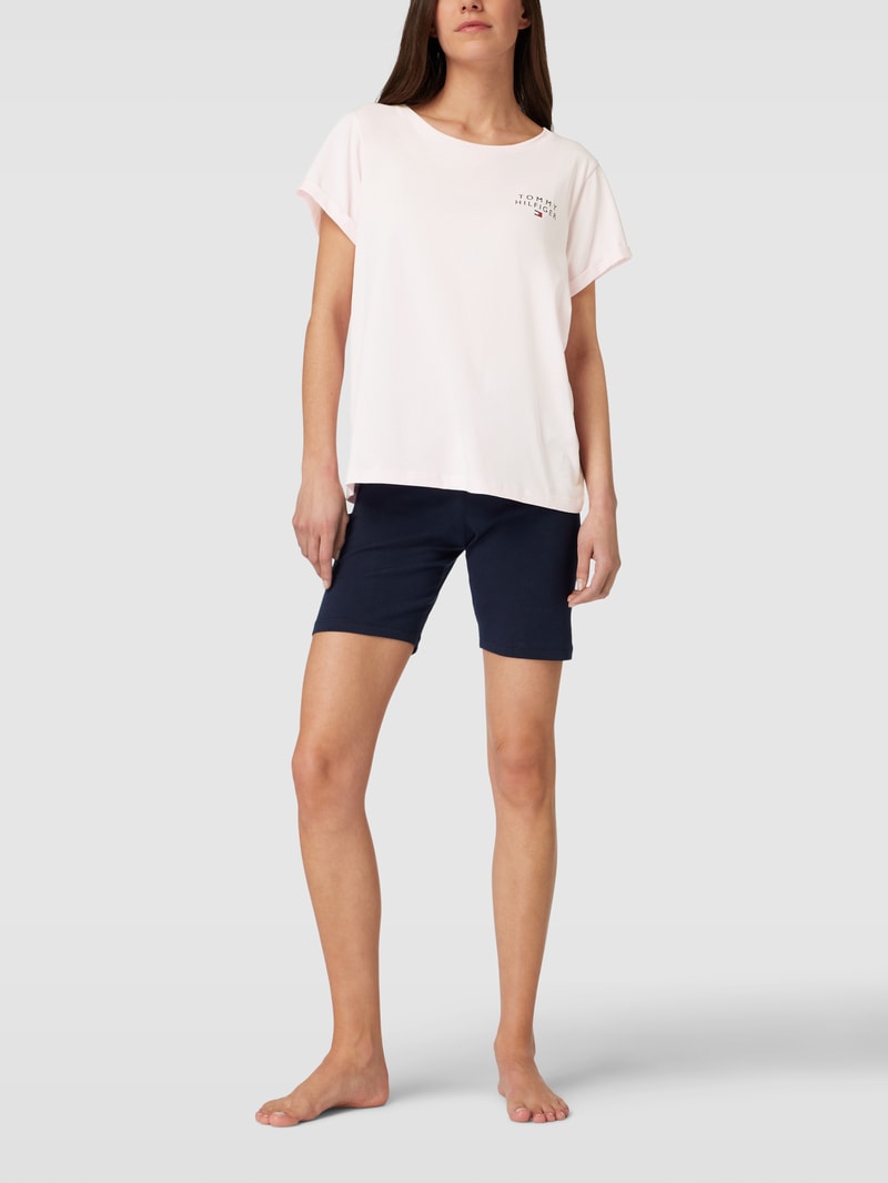 Pyjama-Oberteil mit Label-Print in rosa