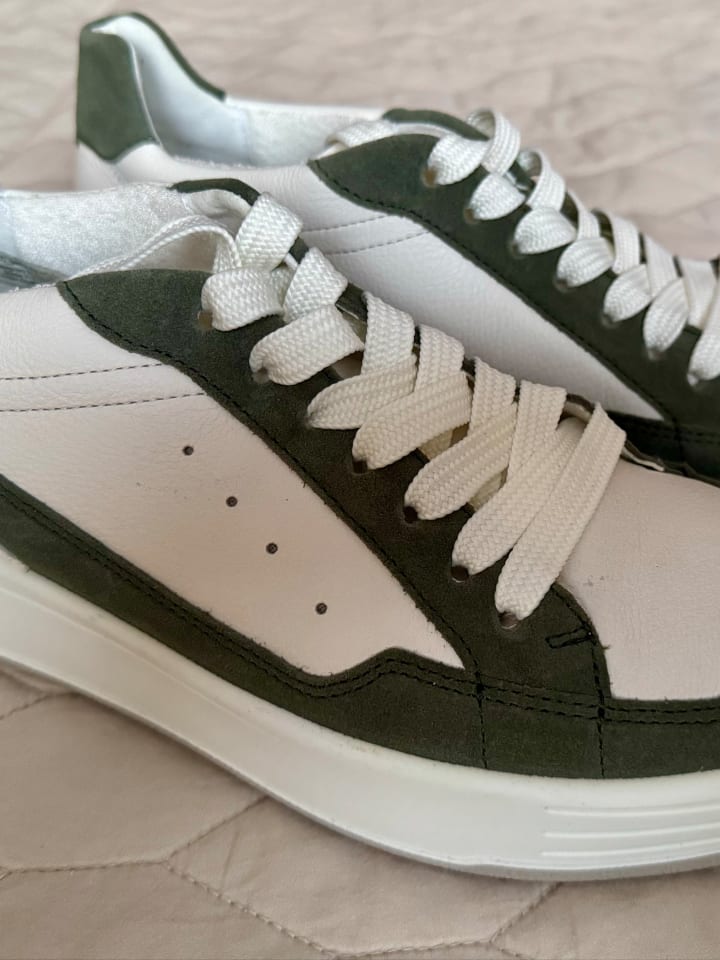 Ara Shoes Leder-Sneakers in Creme/ Khaki günstig kaufen 41