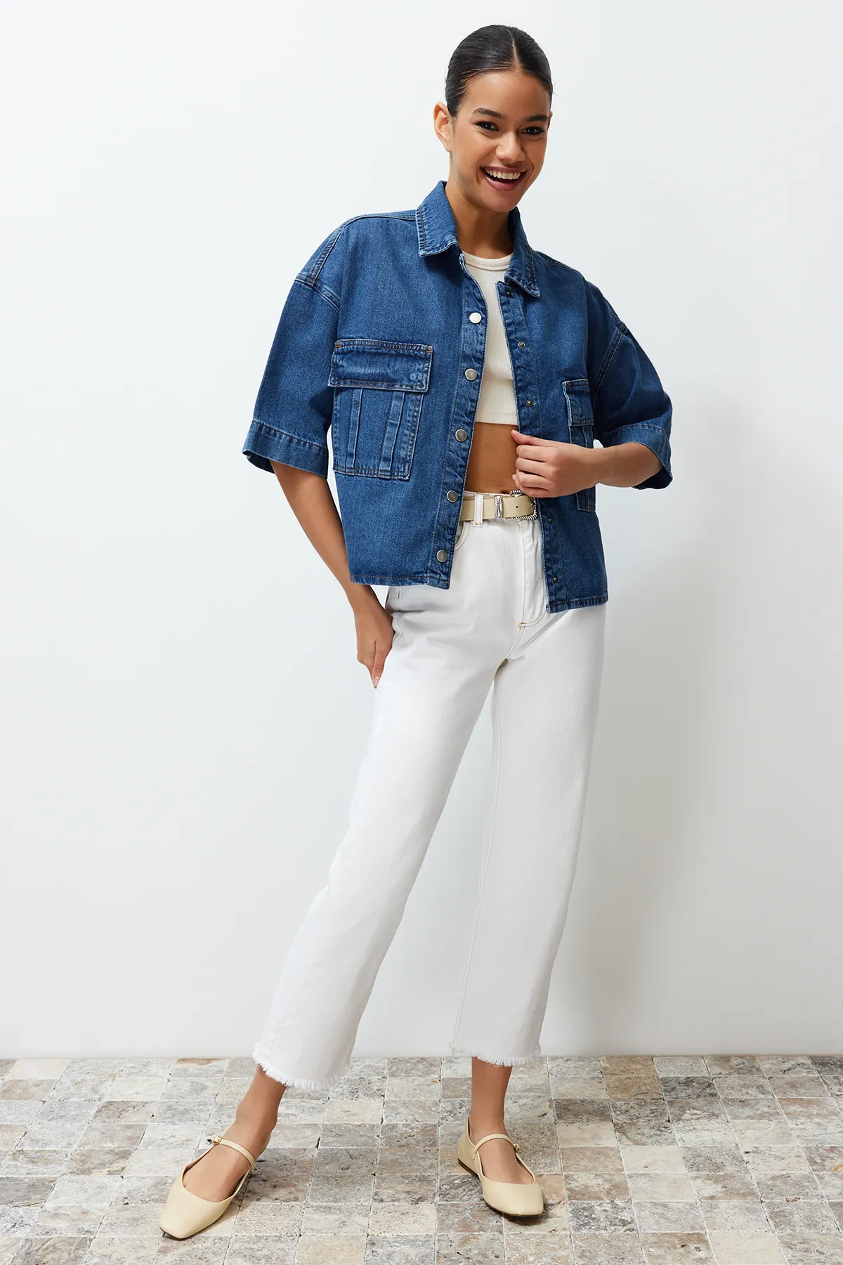 Trendyol Collection  Hemd - Blau - Figurbetont