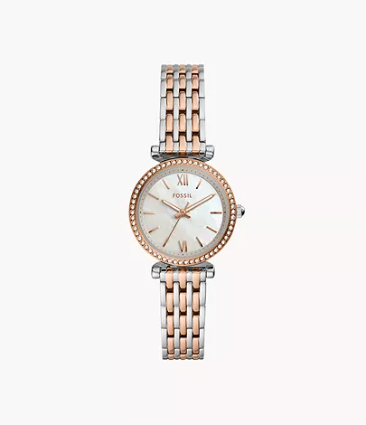 Fossil Damenuhr Carlie Mini Edelstahl Zweifarbig