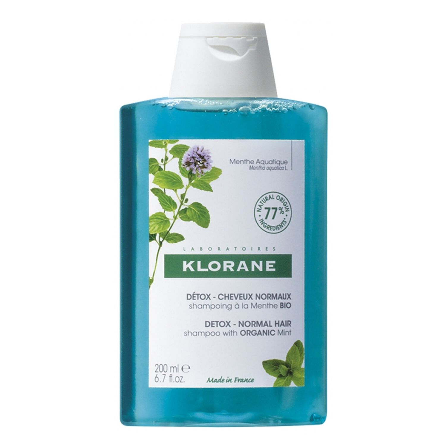 Klorane Shampoing Détox à la Menthe Bio - Cheveux Normaux 200 ml