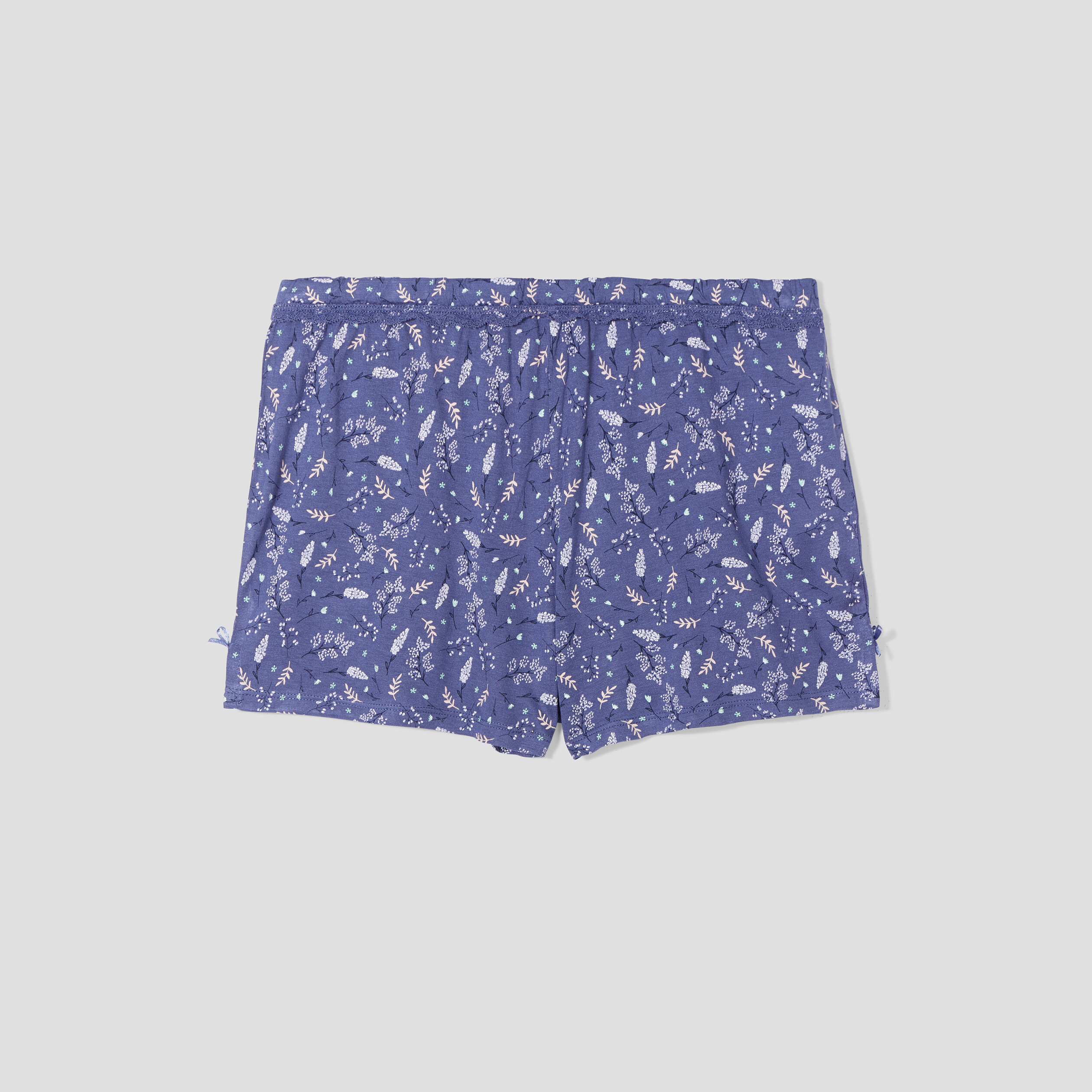 Bas de pyjama short liseré dentelle bleu femme | La Halle