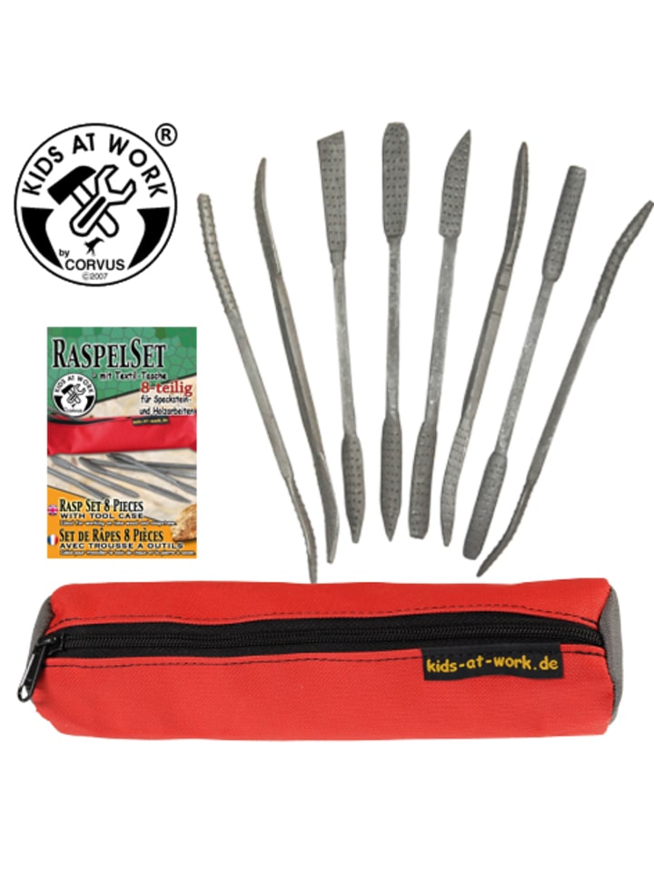 Corvus Raspelset 8 tlg. mit Mäppchen für Kinder in silber günstig kaufen onesize