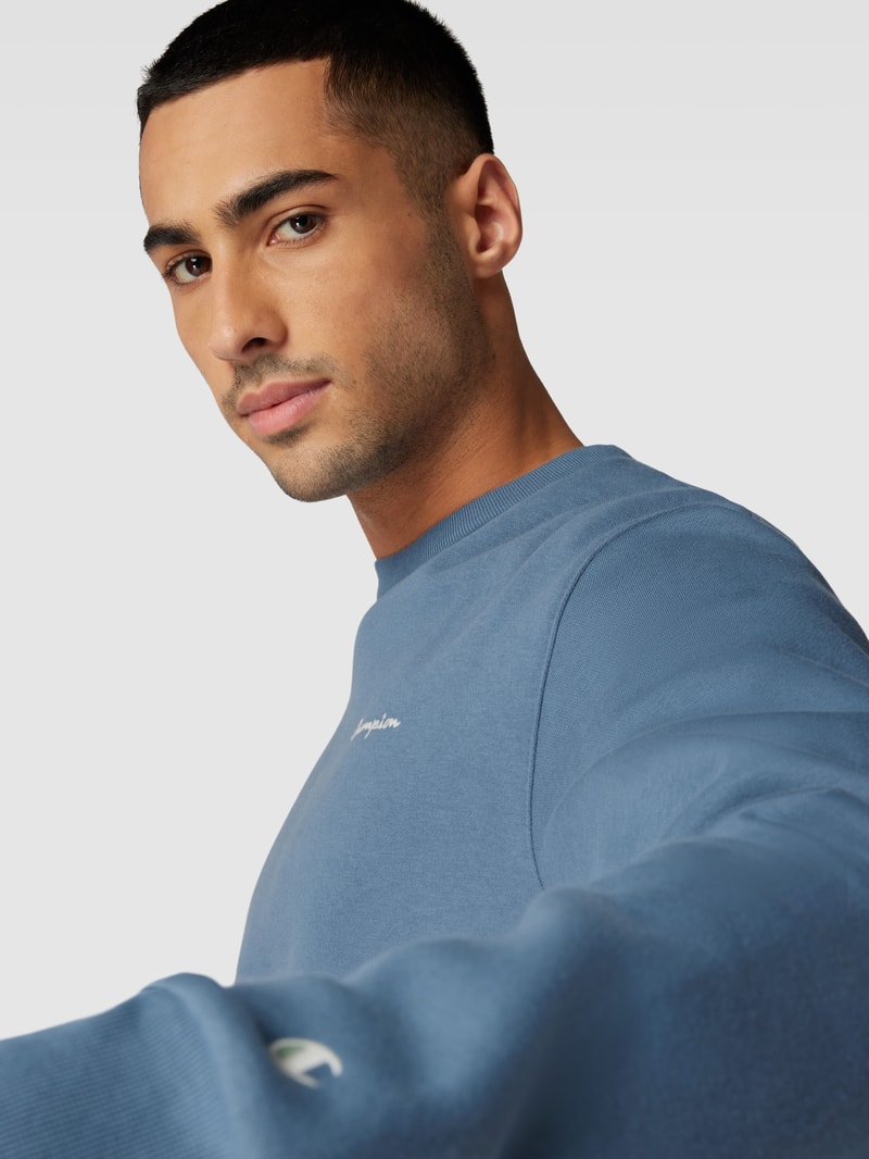 Sweatshirt mit Label-Details Modell 'Rochester' in rauchblau