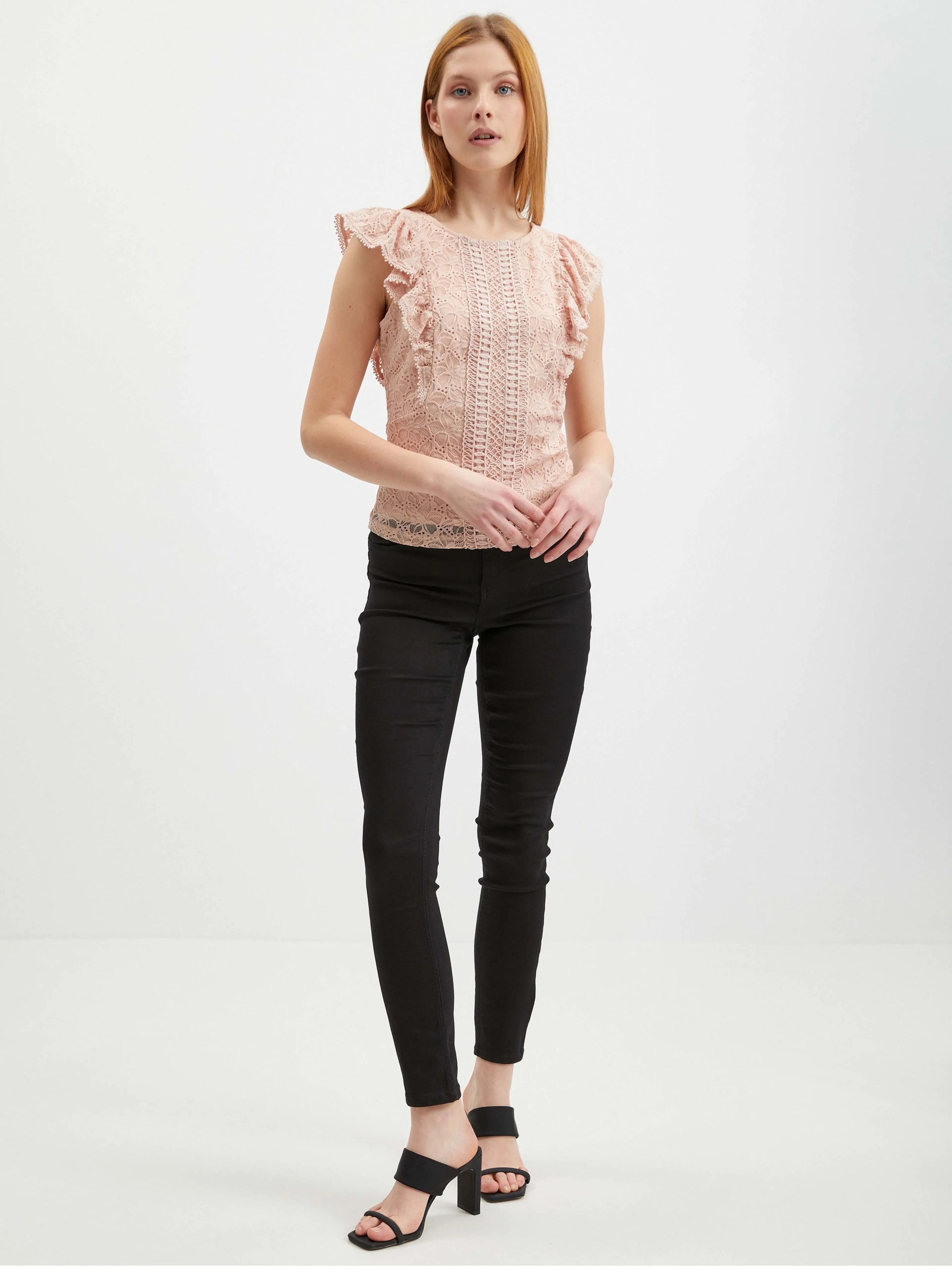 Hellrosa Damen-Spitzenbluse ORSAY