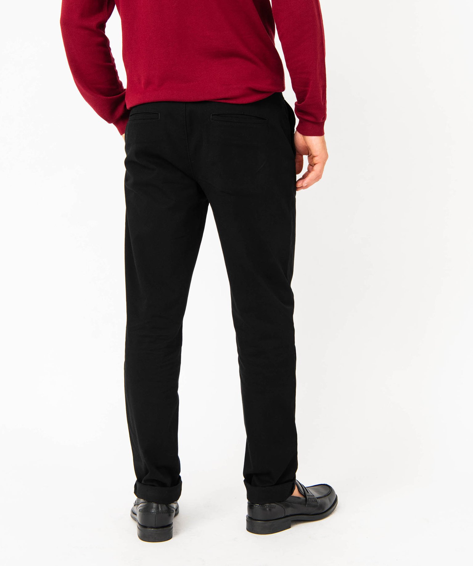Pantalon chino en coton stretch uni homme noir | GEMO