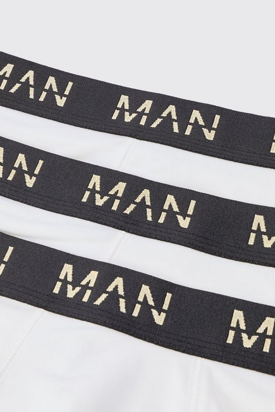3er-Pack goldene Man Dash Boxershorts in Weiß