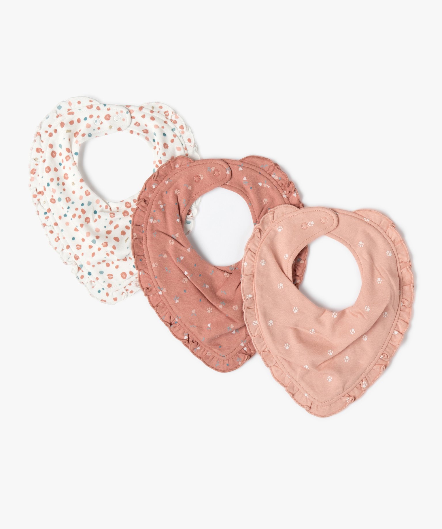 Bavoirs faon bandana avec fronces bébé fille (lot de 3) rose | GEMO