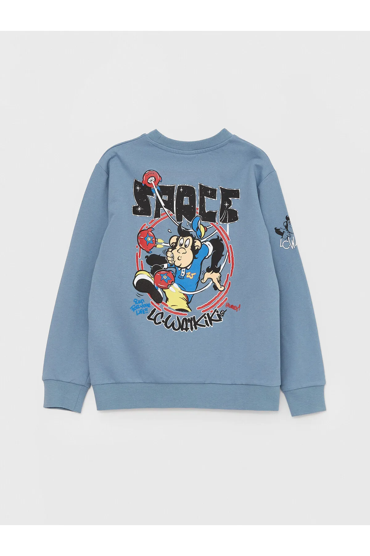 LC Waikiki  Langärmliges Jungen-Sweatshirt mit Nostalgie-Affen-Print und Rundhalsausschnitt