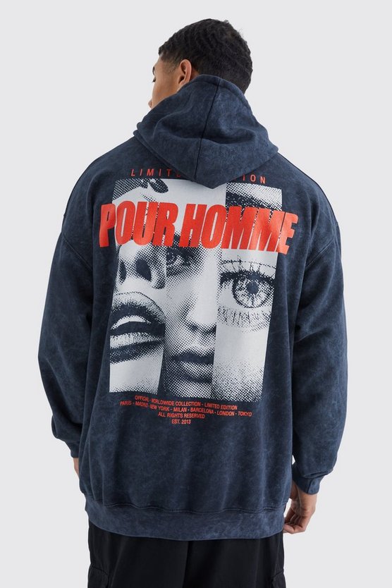 Oversize Hoodie mit Acid-Waschung und Print