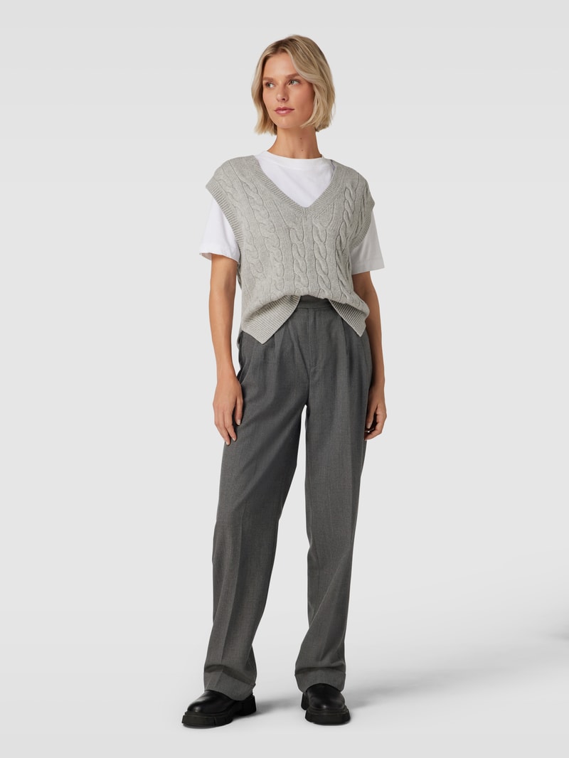 Bundfaltenhose mit Strukturmuster Modell 'TUMELO' in anthrazit