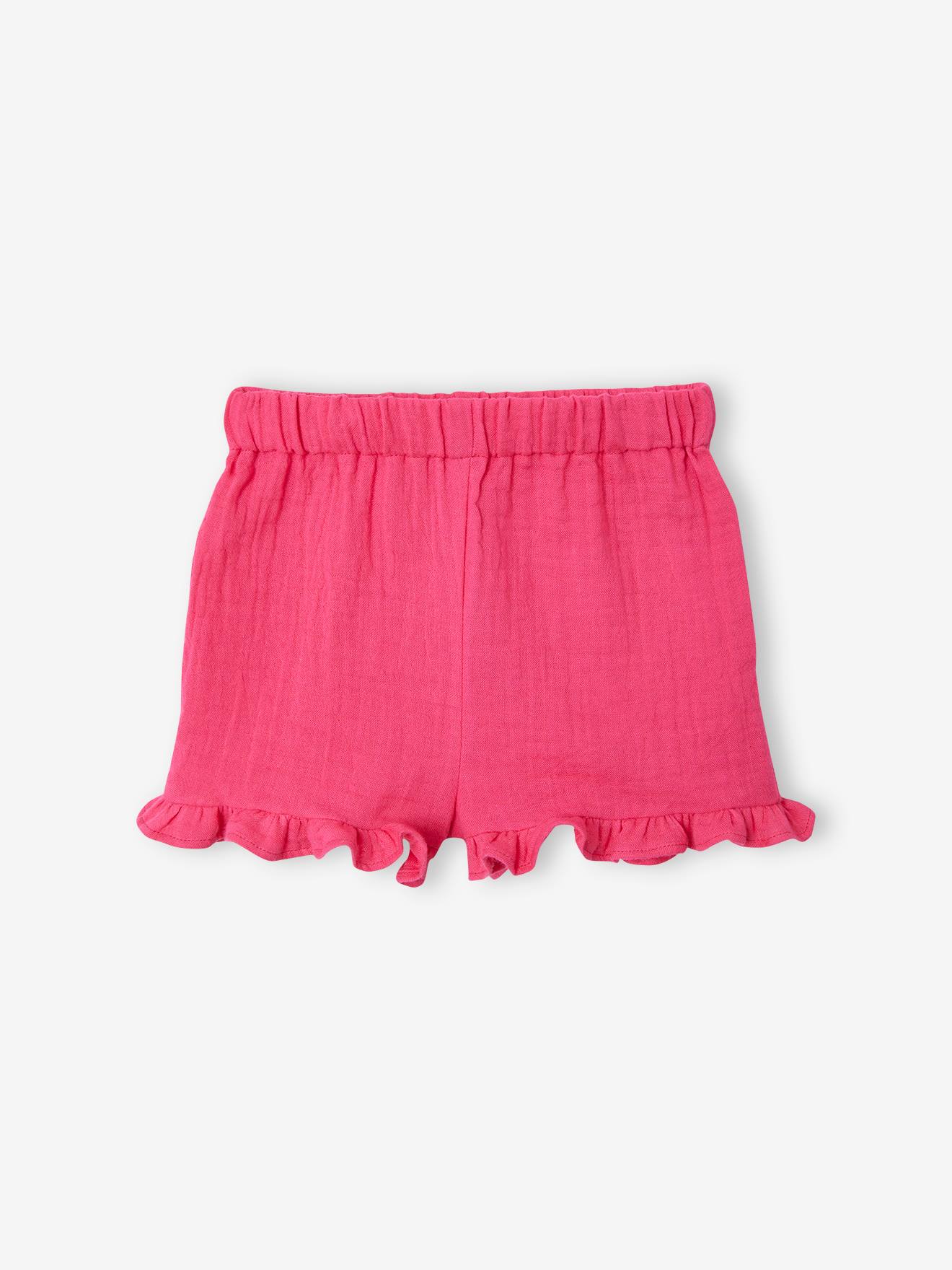 Vertbaudet Mädchen Baby-Set: Bluse, Shorts & Haarband - rosa