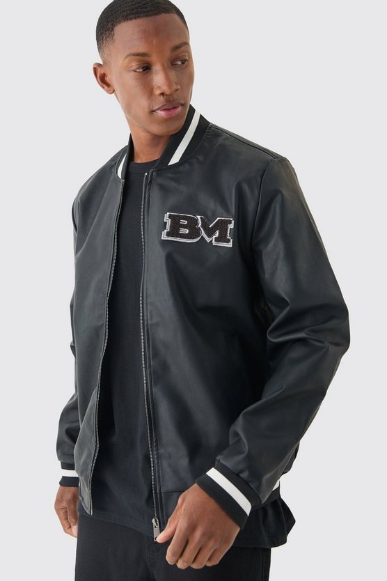 PU-Jacke mit Aufnäher