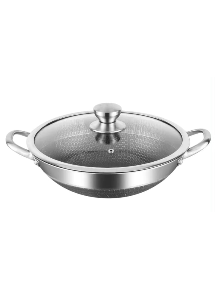 Cheffinger Wok Topf Wabenstruktur Ø36cm Induktion Anti Haft Kratzfest in Silber günstig kaufen 1