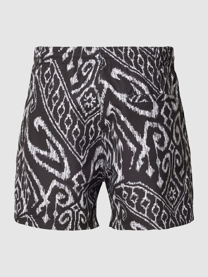 Badehose mit Allover-Motiv-Print Modell 'CALI' in schwarz