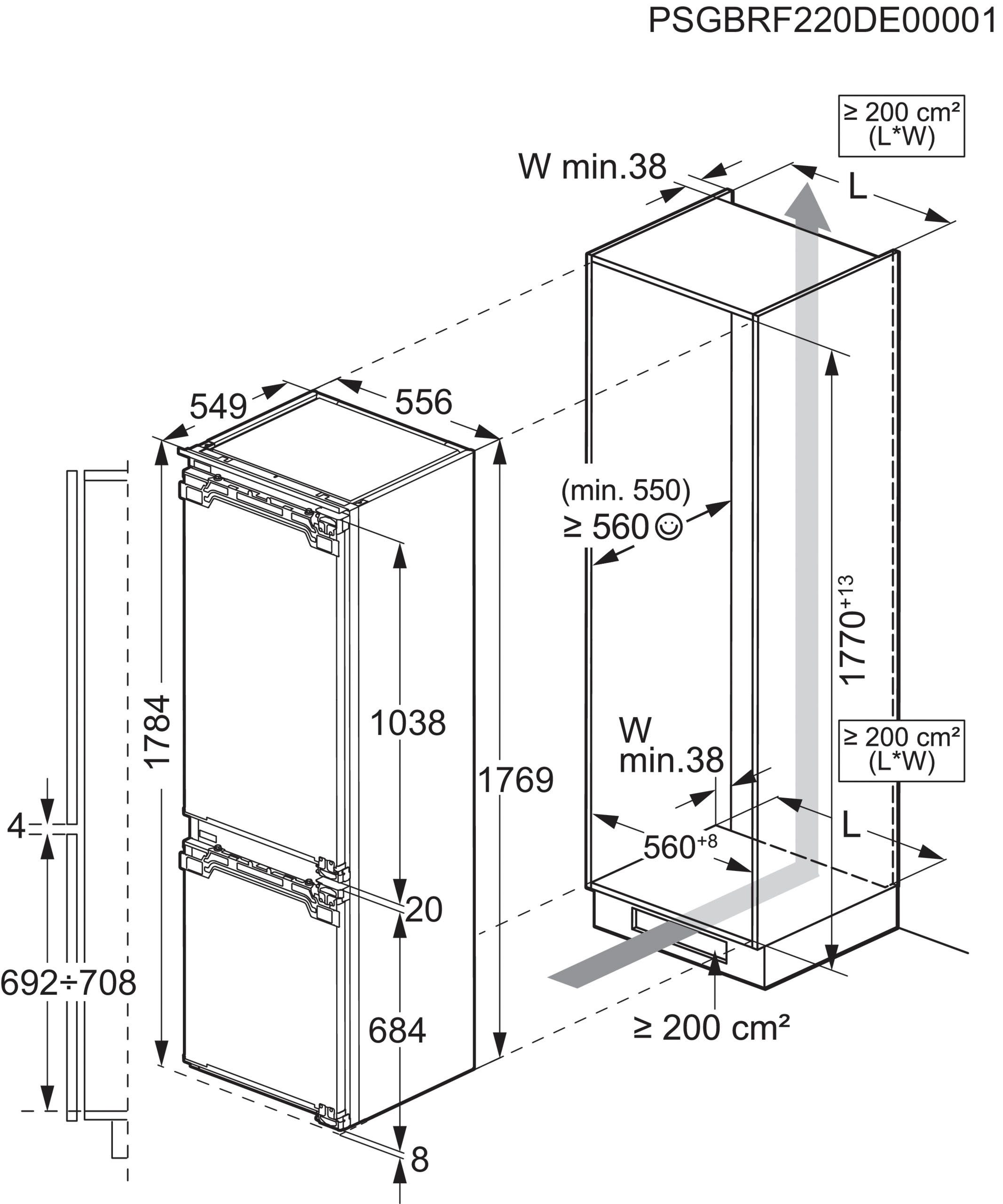 AEG Einbaukühlgefrierkombination 7000 SCE818E7MF 925553005, 176,9 cm hoch, 55,6 cm breit