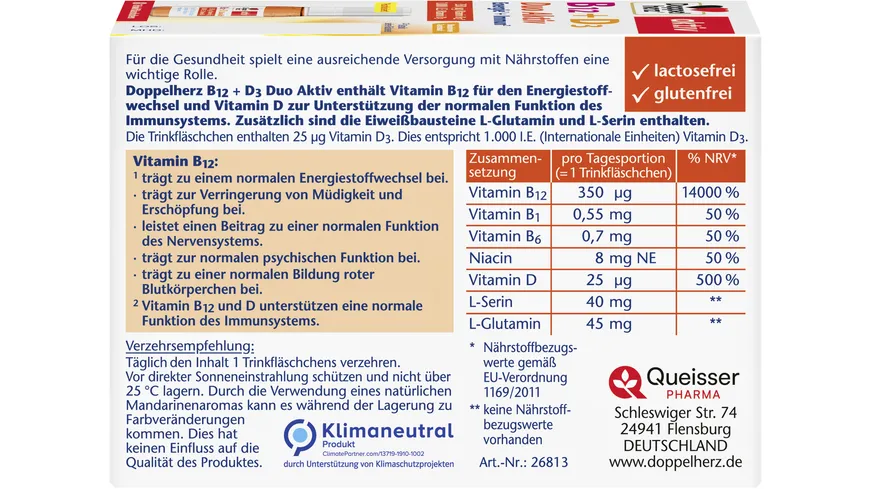 Doppelherz B12 + D3 Duo Aktiv Energie + Immun 8 Trinkfläschchen