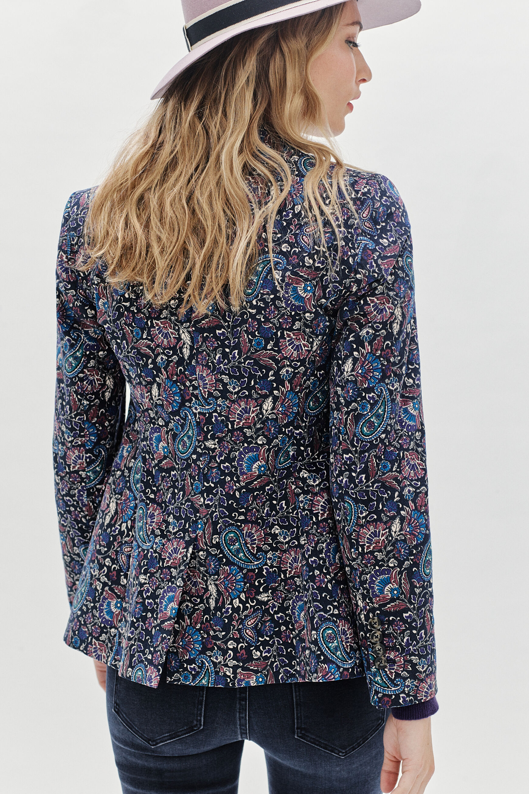 blazer aurora print bleu marine femme