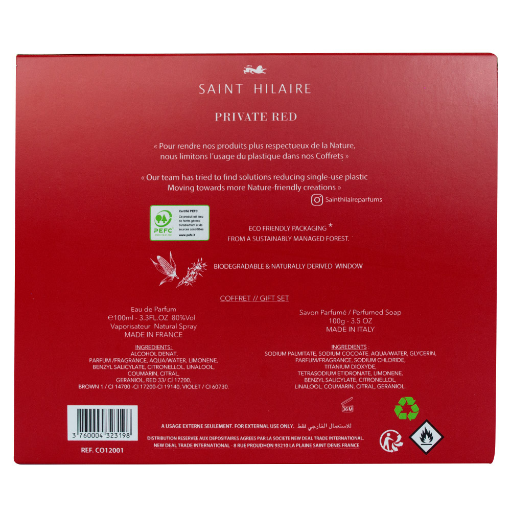 Saint Hilaire COFFRET PPRIVATE RED 100ML EDP + SAVON PARFUME