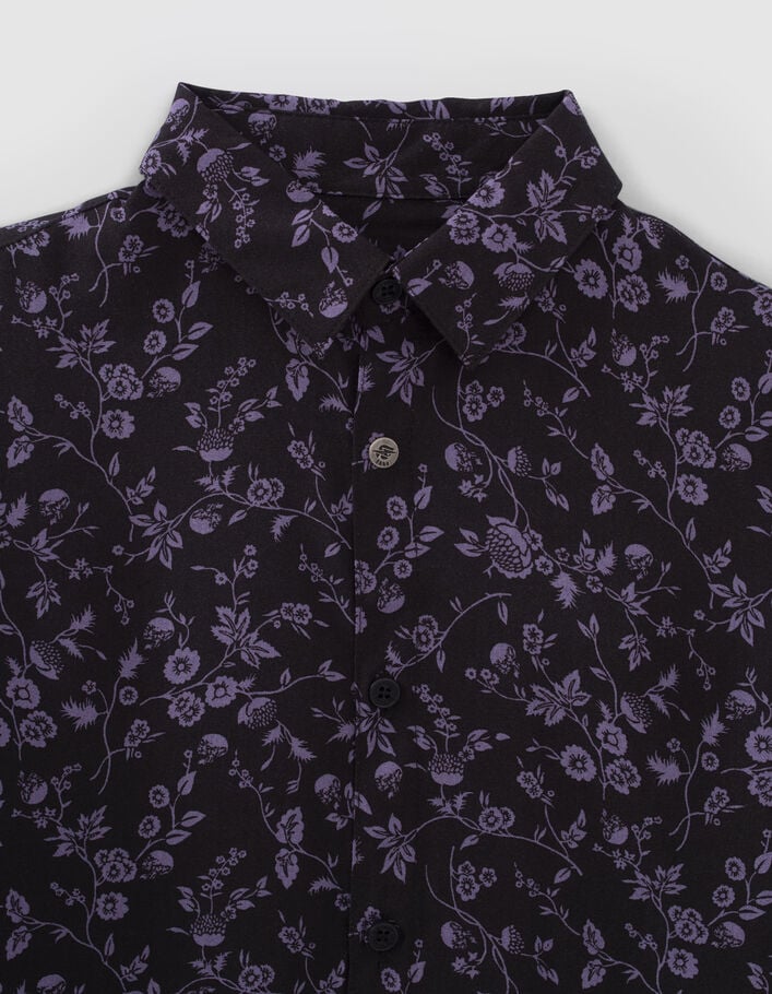 Chemise violet et noir LENZING™ ECOVERO™ fleurs garçon