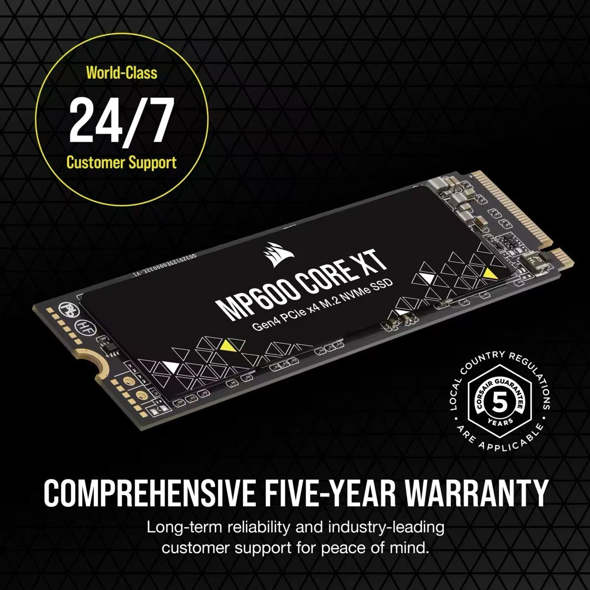 Corsair MP600 CORE XT 4TB SSD interne Gaming-SSD (4TB) 5000 MB/S Lesegeschwindigkeit, 4400 MB/S Schreibgeschwindigkeit