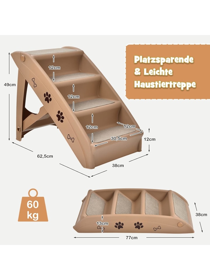 COSTWAY 4-stufig Haustiertreppe in Braun günstig kaufen onesize