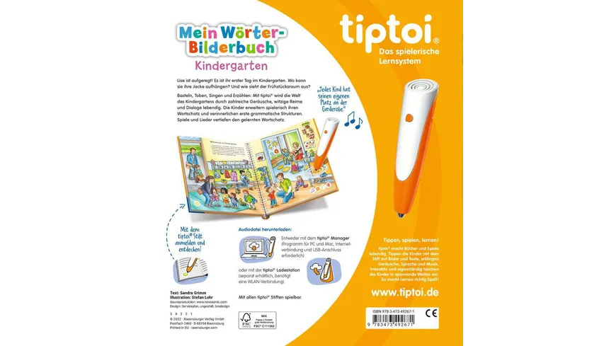 Ravensburger tiptoi - Mein Wörter-Bilderbuch Kindergarten, Los geht's in den Kindergarten