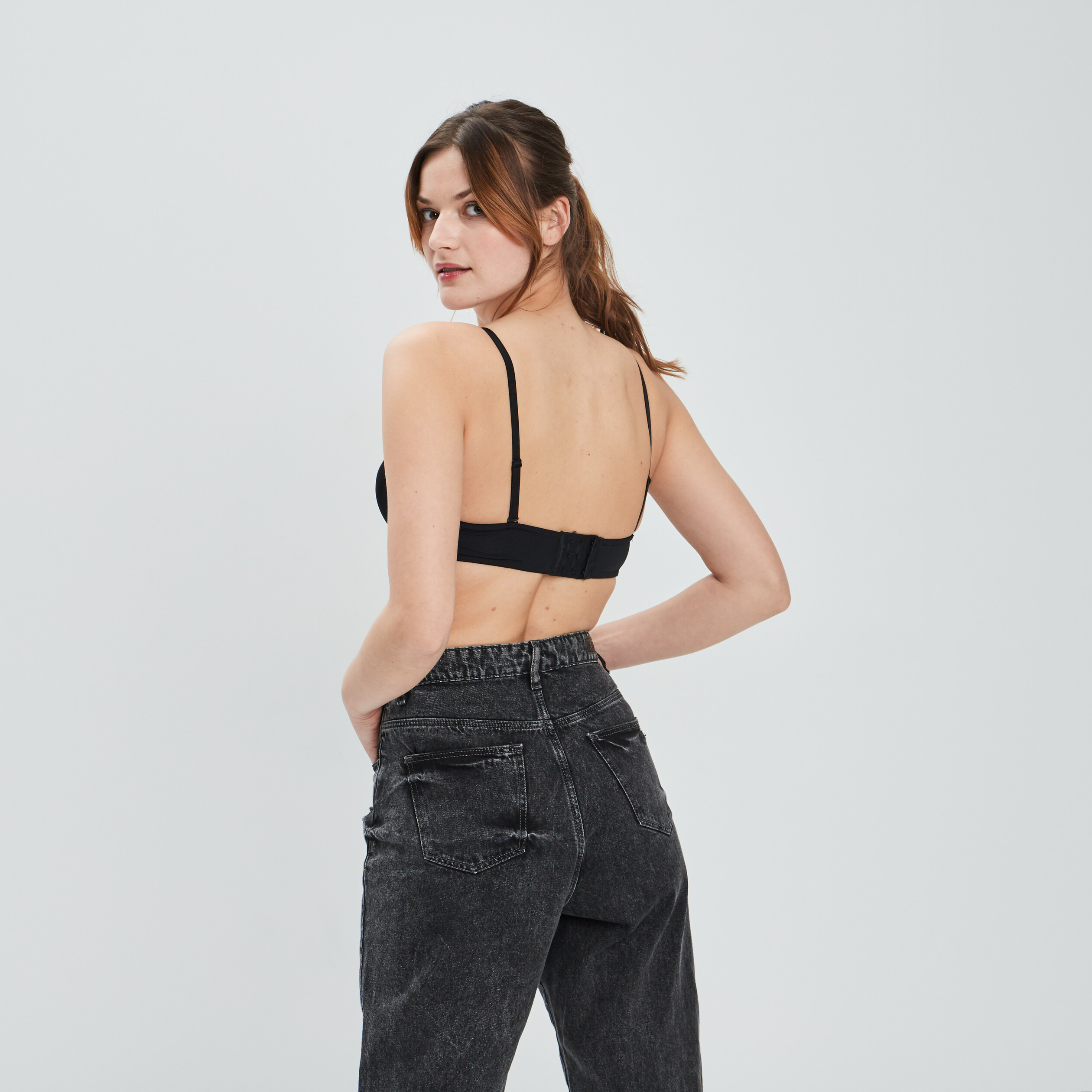 Soutien-gorge balconnet microfibre noir femme | La Halle