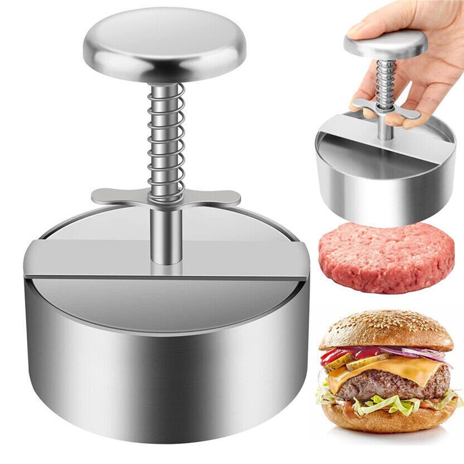 AKKEE Burgerpresse Burgerpresse, 304 Edelstahl Burgerpresse, 11cm Hamburger Patty Maker (1 St), Patty Fleischpresse Fleischform Küchenwerkzeug