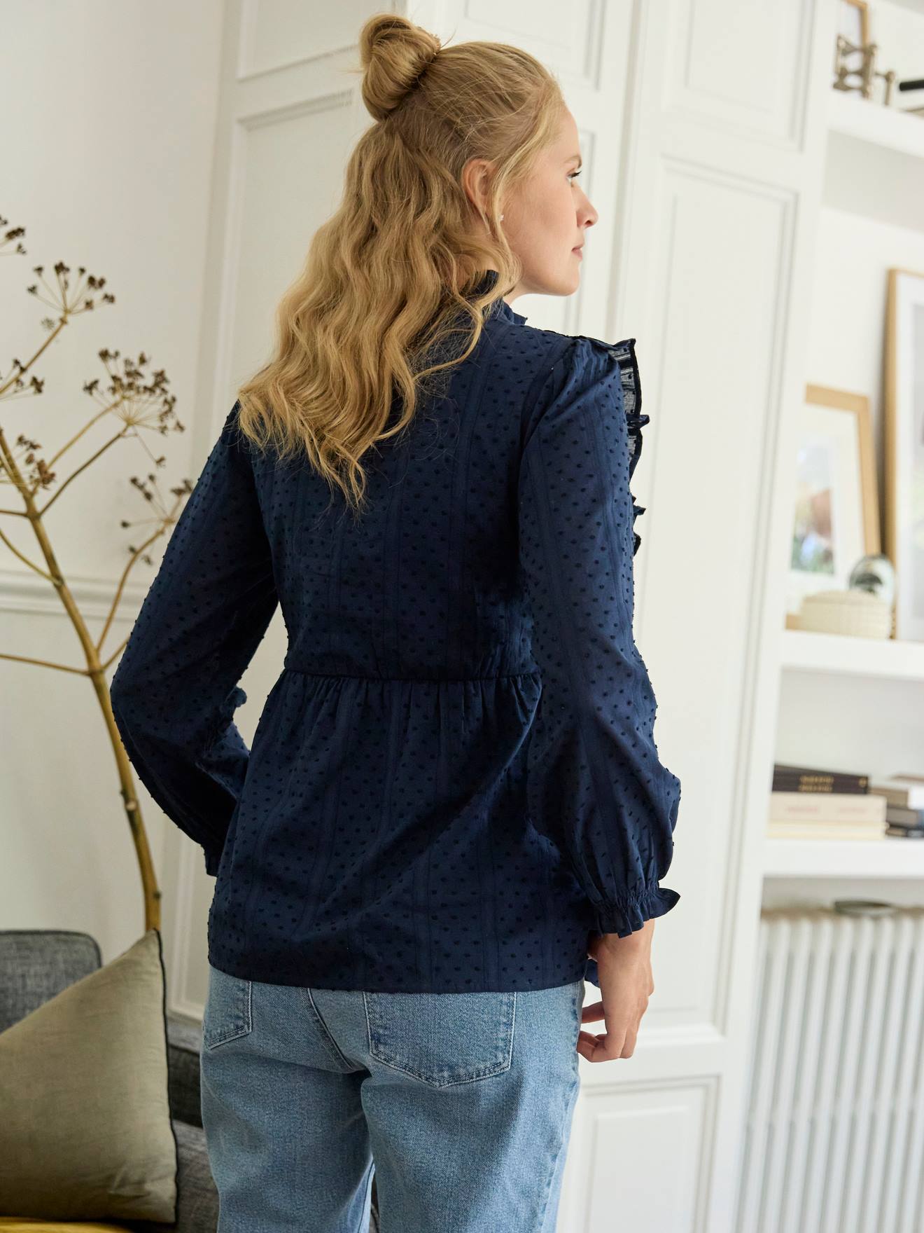 Vertbaudet Umstandsbluse mit Volants - marine