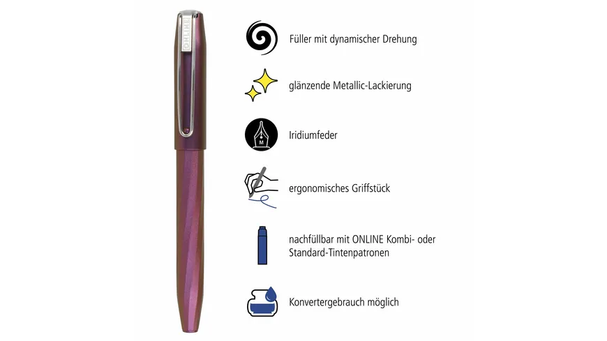 ONLINE Füllhalter Slope Metallic Pink