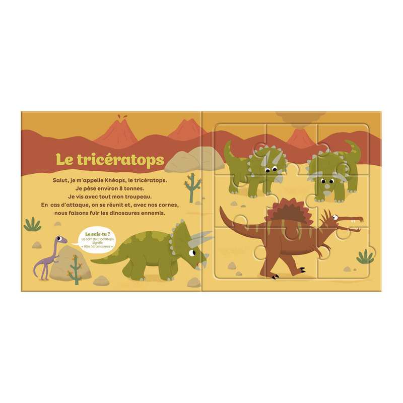 Livre puzzle 9 pièces Les dinosaures - Lito