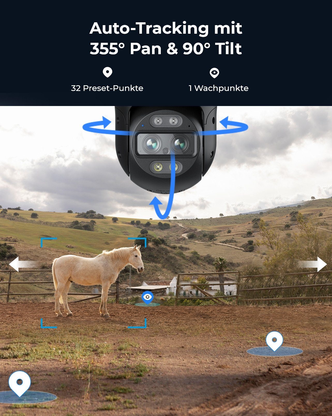 Reolink 2K Wired 4G Dual-Objektiv Trackmix Series G765 Überwachungskamera (Außenbereich, Pan &Tilt, Smarte Erkennung, Auto Tracking, 6X Hybridzoom)
