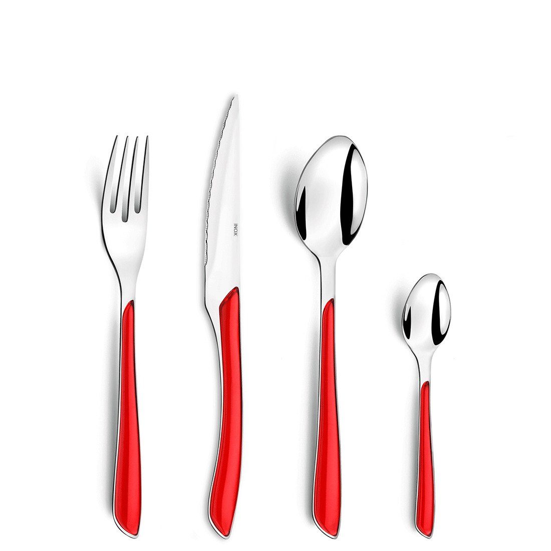 Amefa Besteck-Set ECLAT, Edelstahl 18/0, ABS, rot glänzend, für 6 Personen, 24-tlg