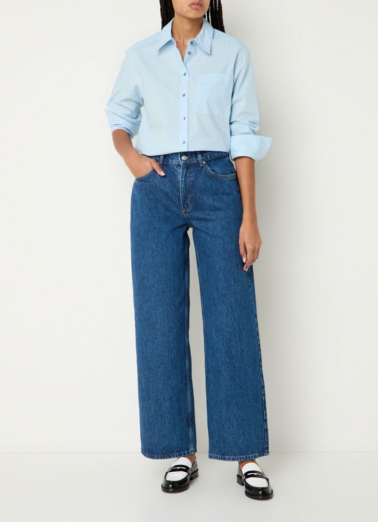 Pantaloni cowboy Jean Claudie Pierlot cu talie înaltă, croială largă, spălare închisă