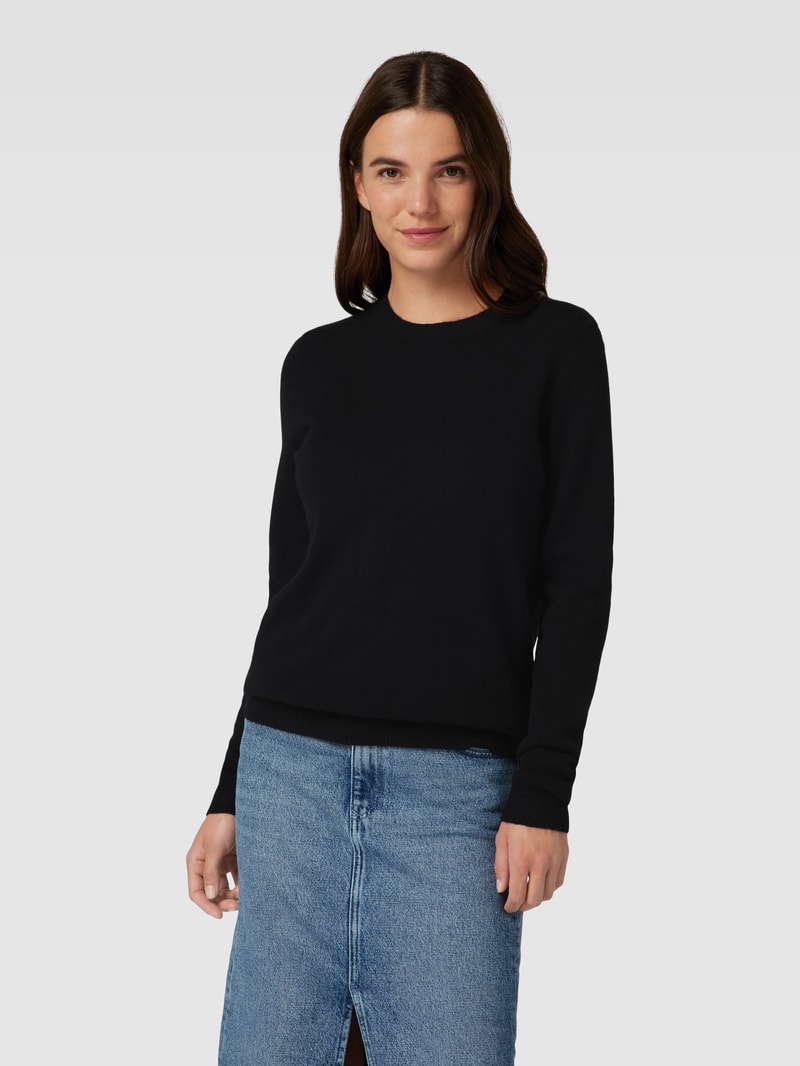 Kaschmirpullover in melierter Optik in schwarz