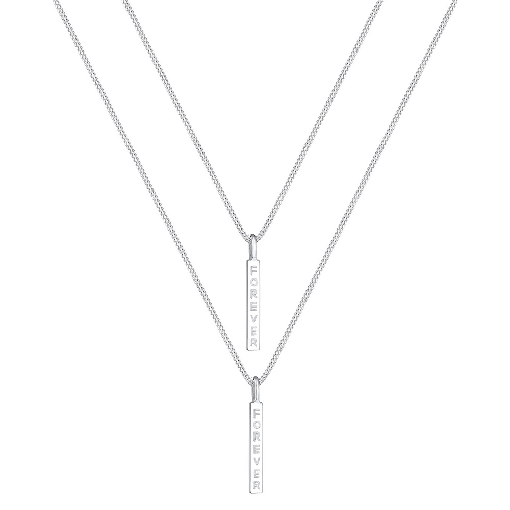 Elli Elli Collier Femme Pendentif Gravure Forever Amis Partenaire Ensemble - (925/1000 collier