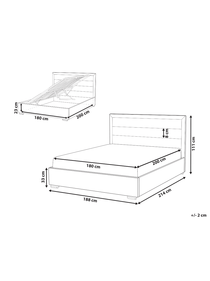 Beliani Doppelbett ROUEN in Beige - (W) 188 x (H) 111 x (L) 214 cm günstig kaufen onesize