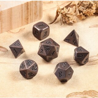 Metal & Enamel Dice Set Crude Copper (7)
