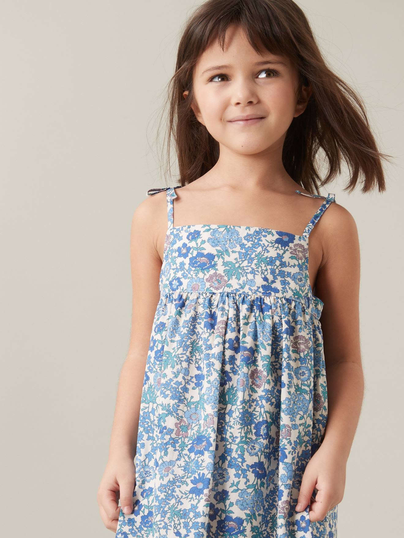 Robe longue fille en tissu Liberty® CYRILLUS blanc imprimé