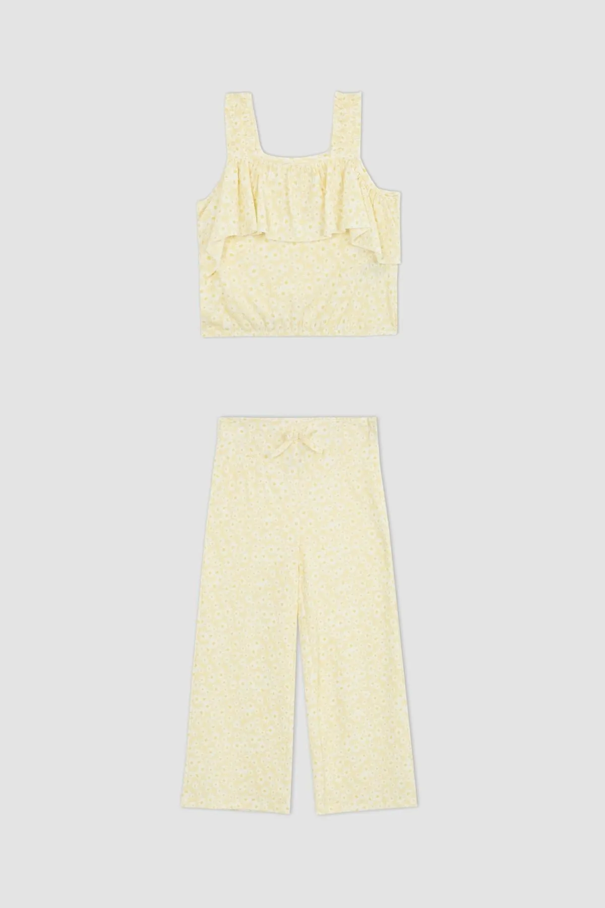 DeFacto  2er-Set Blusenhose aus bauchfreiem Crinkle-Stoff für Mädchen